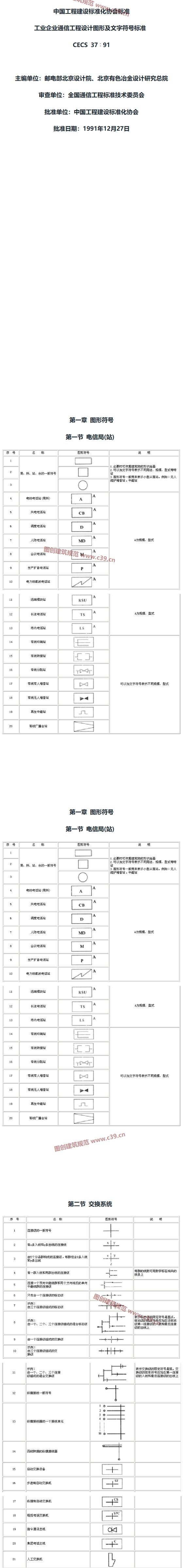 工业企业通信工程设计图形及文字符号标准 内容预览