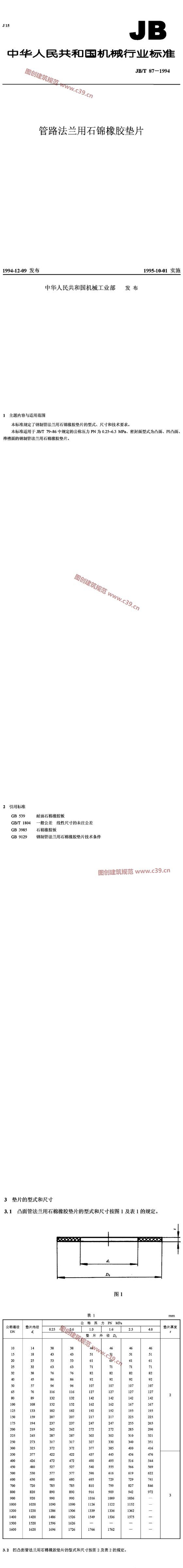 管路法兰用石棉垫片 内容预览
