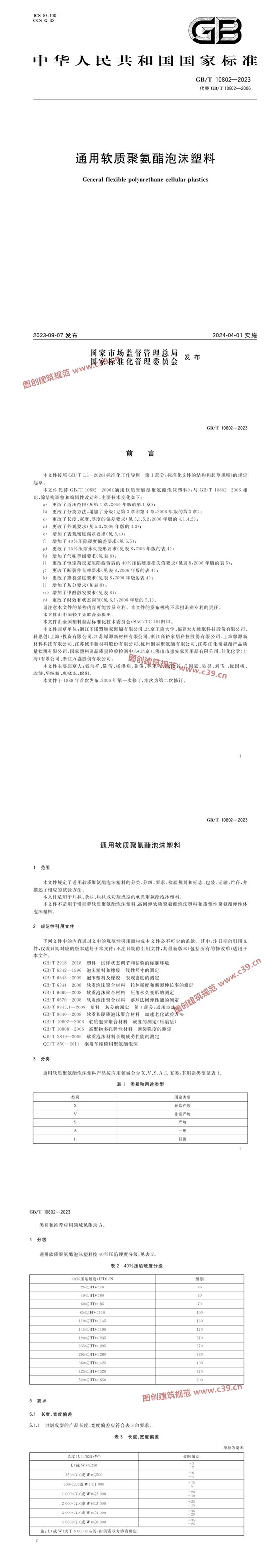 通用软质聚氨酯泡沫塑料 内容预览