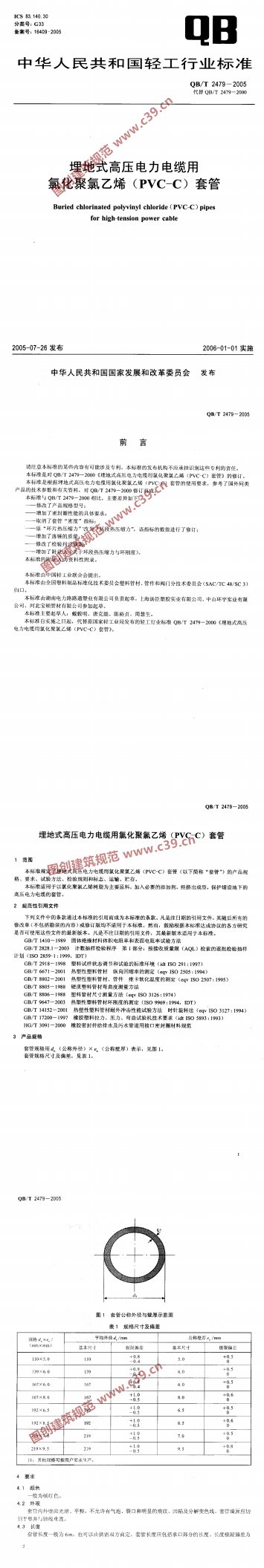 埋地式高压电力电缆用氯化聚氯乙烯(PVC-C)套管 内容预览
