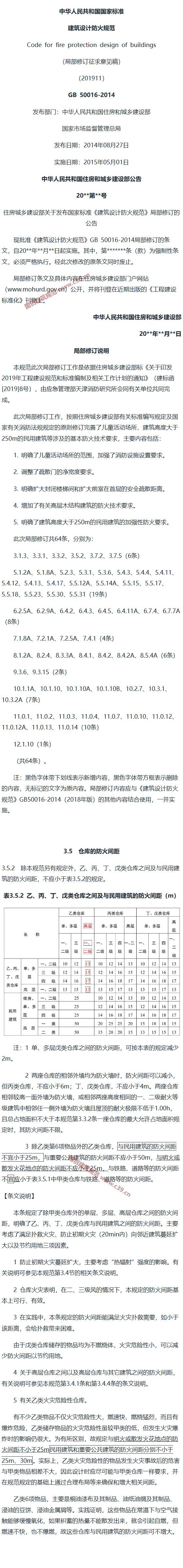 建筑设计防火规范（局部修订征求意见稿） 内容预览
