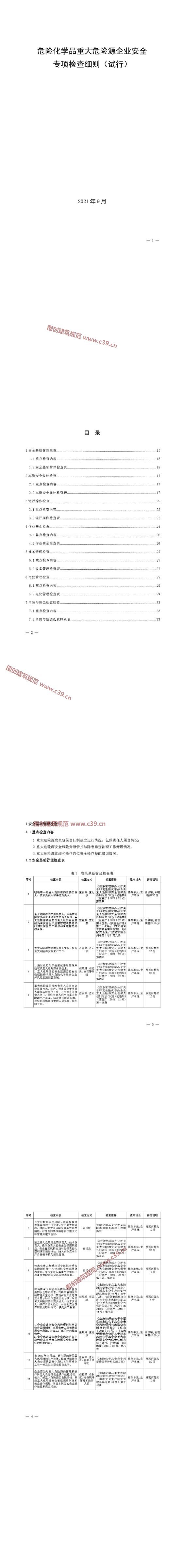 危险化学品重大危险源企业安全专项检查细则（试行） 内容预览