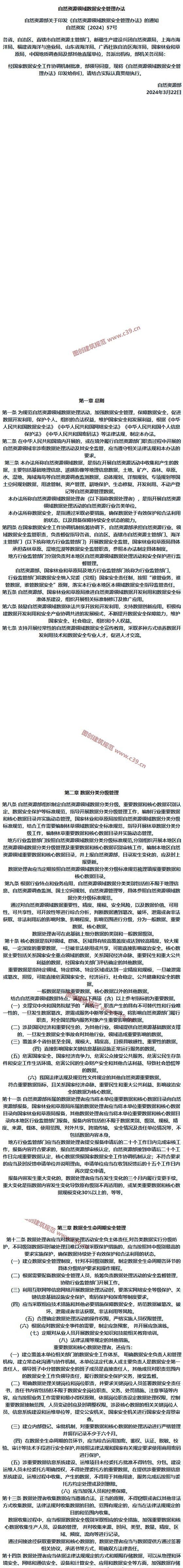 自然资源领域数据安全管理办法 内容预览